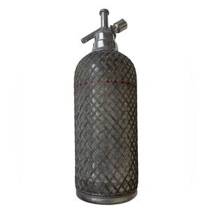 Art Deco Metal Wire Mesh Czech Glass Seltzer Bottle Sparklets USA NY Vintage